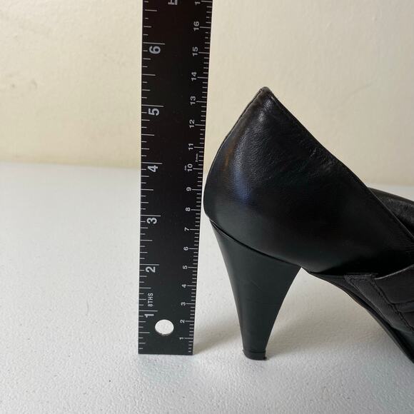 Minelli Sz EU 37 / US 6.5 Black Leather Pump Heels Made in Italy Neutral Luxury - Picture 14 of 14